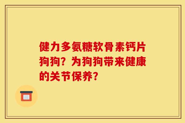健力多氨糖软骨素钙片狗狗？为狗狗带来健康的关节保养？
