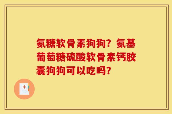 氨糖软骨素狗狗？氨基葡萄糖硫酸软骨素钙胶囊狗狗可以吃吗？