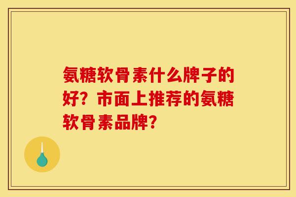 氨糖软骨素什么牌子的好？市面上推荐的氨糖软骨素品牌？