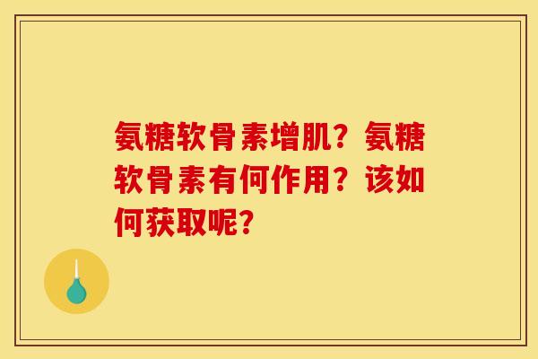 氨糖软骨素增肌?氨糖软骨素有何作用?该如何获取呢? 氨糖软骨素增肌?氨糖软骨素有何作用?该如何获取呢?