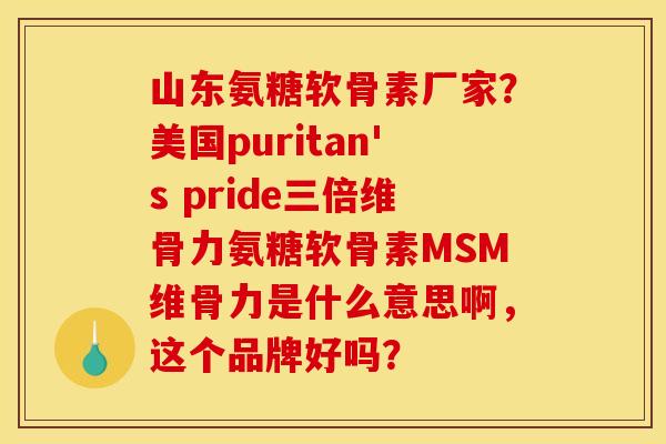 山东氨糖软骨素厂家？美国puritan's pride三倍维骨力氨糖软骨素MSM维骨力是什么意思啊，这个品牌好吗？