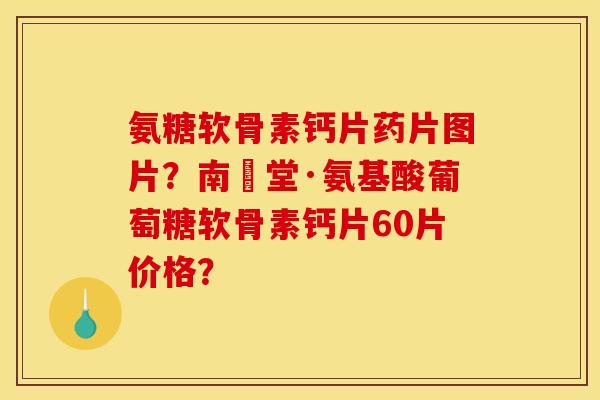 氨糖软骨素钙片药片图片？南雲堂·氨基酸葡萄糖软骨素钙片60片价格？