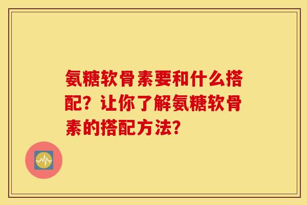 氨糖软骨素要和什么搭配？让你了解氨糖软骨素的搭配方法？