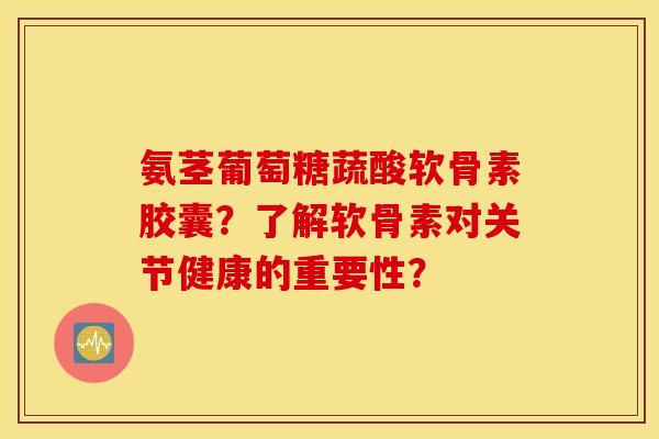 氨茎葡萄糖蔬酸软骨素胶囊?了解软骨素对关节健康的重要性? 氨茎葡萄糖蔬酸软骨素胶囊?了解软骨素对关节健康的重要性?