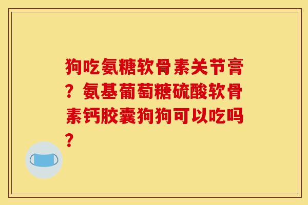 狗吃氨糖软骨素关节膏？氨基葡萄糖硫酸软骨素钙胶囊狗狗可以吃吗？