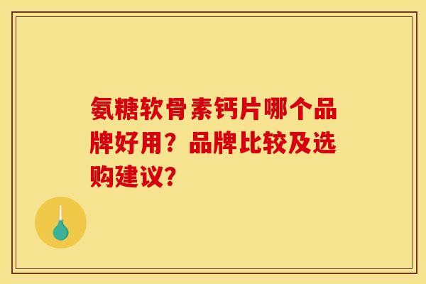 氨糖软骨素钙片哪个品牌好用？品牌比较及选购建议？