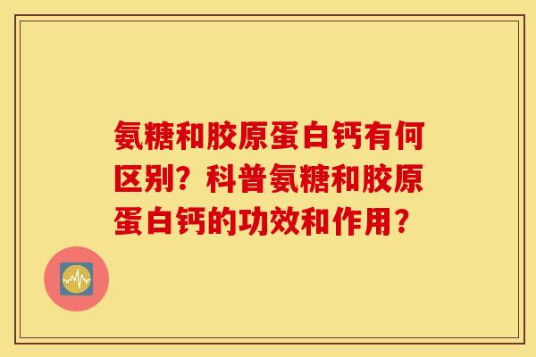 氨糖和胶原蛋白钙有何区别？科普氨糖和胶原蛋白钙的功效和作用？