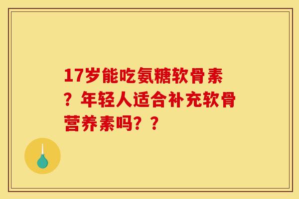 17岁能吃氨糖软骨素?年轻人适合补充软骨营养素吗?? 17岁能吃氨糖软骨素?年轻人适合补充软骨营养素吗??