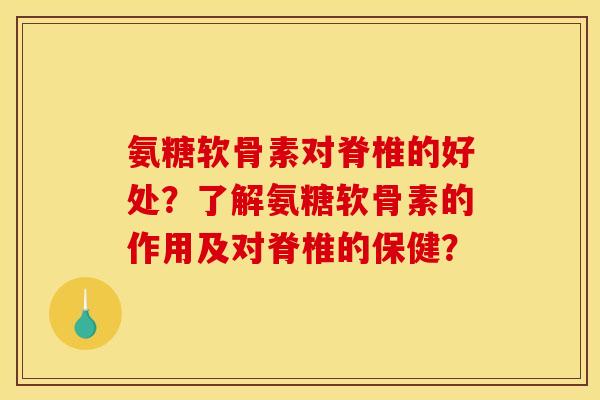 氨糖软骨素对脊椎的好处？了解氨糖软骨素的作用及对脊椎的保健？