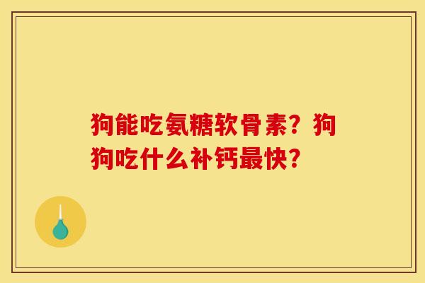 狗能吃氨糖软骨素?狗狗吃什么补钙最快? 狗能吃氨糖软骨素?狗狗吃什么补钙最快?