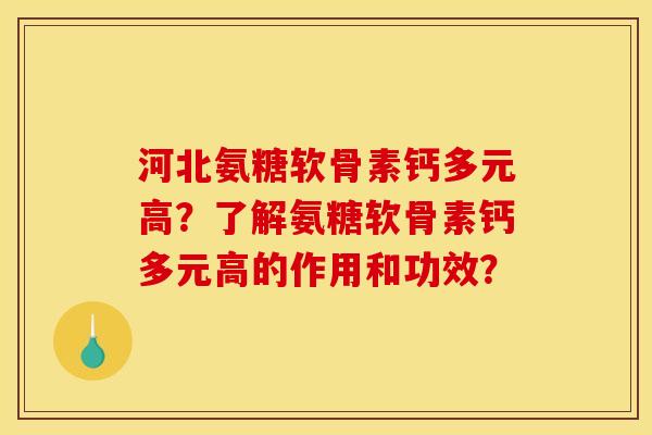 河北氨糖软骨素钙多元高？了解氨糖软骨素钙多元高的作用和功效？