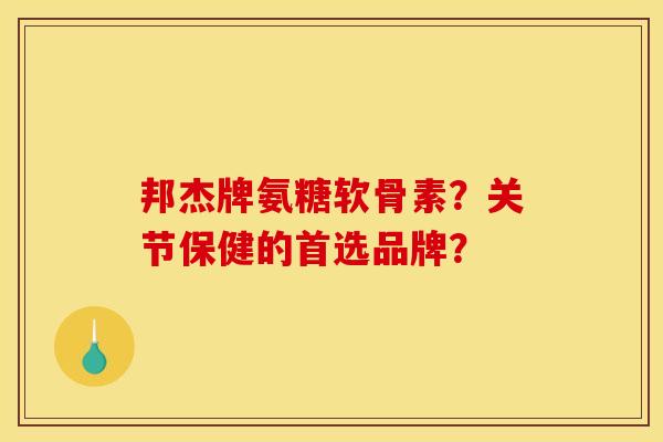 邦杰牌氨糖软骨素？关节保健的首选品牌？