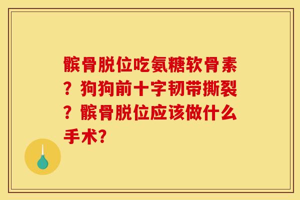 髌骨脱位吃氨糖软骨素?狗狗前十字韧带撕裂?髌骨脱位应该做什么手术? 髌骨脱位吃氨糖软骨素?狗狗前十字韧带撕裂?髌骨脱位应该做什么手术?
