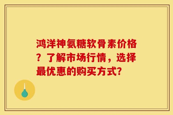 鸿洋神氨糖软骨素价格？了解市场行情，选择最优惠的购买方式？