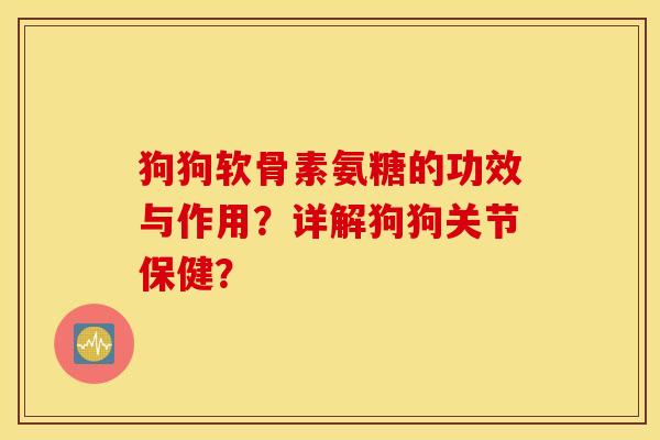 狗狗软骨素氨糖的功效与作用？详解狗狗关节保健？