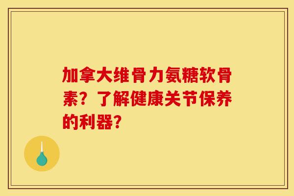 加拿大维骨力氨糖软骨素？了解健康关节保养的利器？