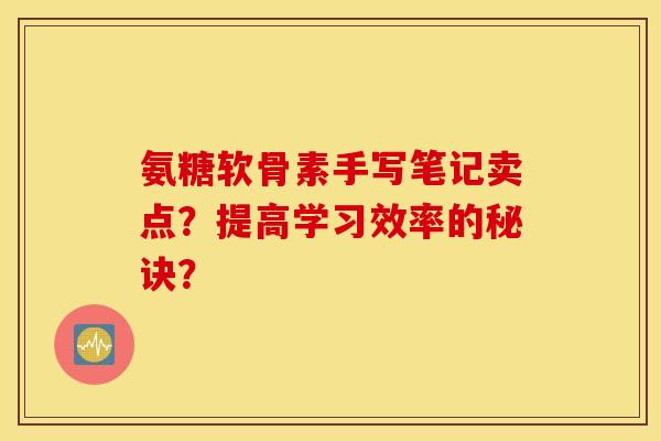氨糖软骨素手写笔记卖点？提高学习效率的秘诀？