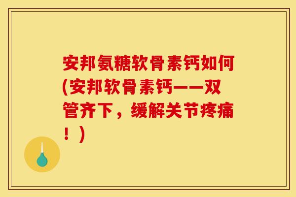 安邦氨糖软骨素钙如何(安邦软骨素钙——双管齐下，缓解关节疼痛！)