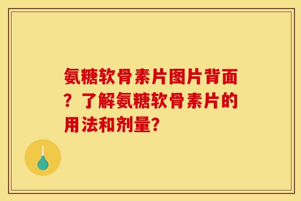 氨糖软骨素片图片背面？了解氨糖软骨素片的用法和剂量？