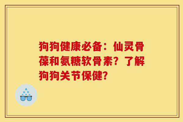狗狗健康必备：仙灵骨葆和氨糖软骨素？了解狗狗关节保健？