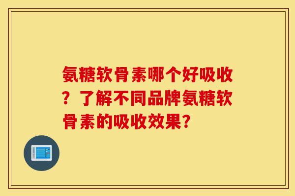 氨糖软骨素哪个好吸收？了解不同品牌氨糖软骨素的吸收效果？