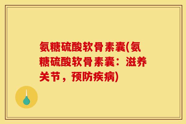 氨糖硫酸软骨素囊(氨糖硫酸软骨素囊：滋养关节，预防疾病)