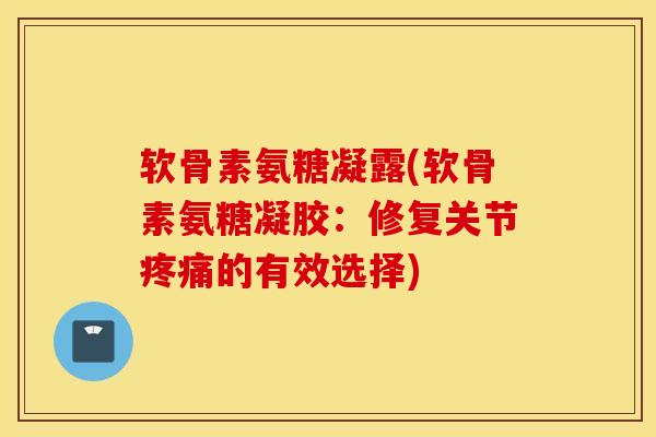 软骨素氨糖凝露(软骨素氨糖凝胶：修复关节疼痛的有效选择)