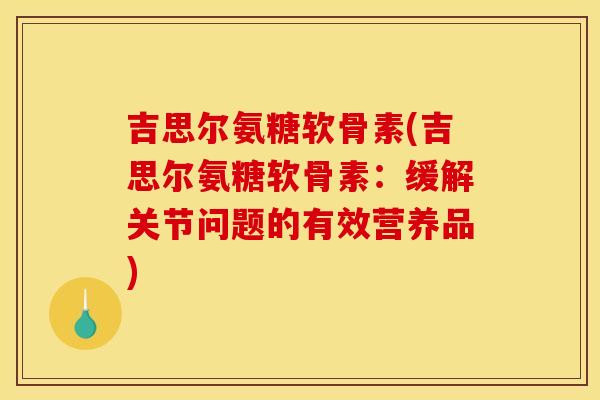 吉思尔氨糖软骨素(吉思尔氨糖软骨素：缓解关节问题的有效营养品)