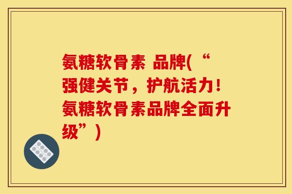 氨糖软骨素 品牌(“强健关节，护航活力！氨糖软骨素品牌全面升级”)