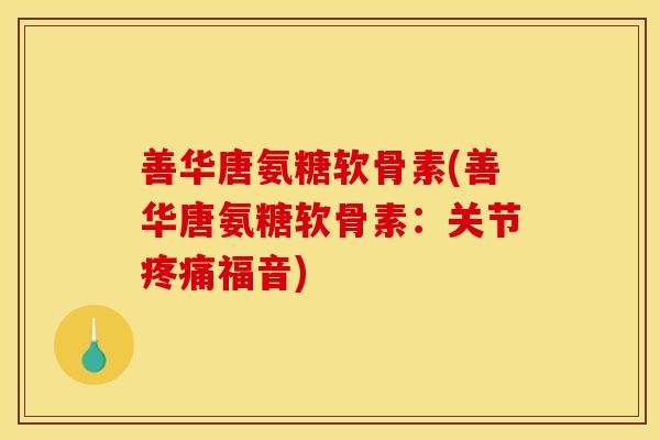 善华唐氨糖软骨素(善华唐氨糖软骨素:关节疼痛福音) 善华唐氨糖软骨素(善华唐氨糖软骨素:关节疼痛福音)