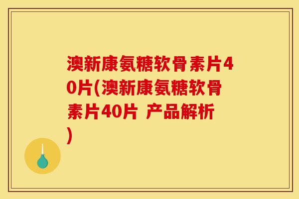 澳新康氨糖软骨素片40片(澳新康氨糖软骨素片40片 产品解析)