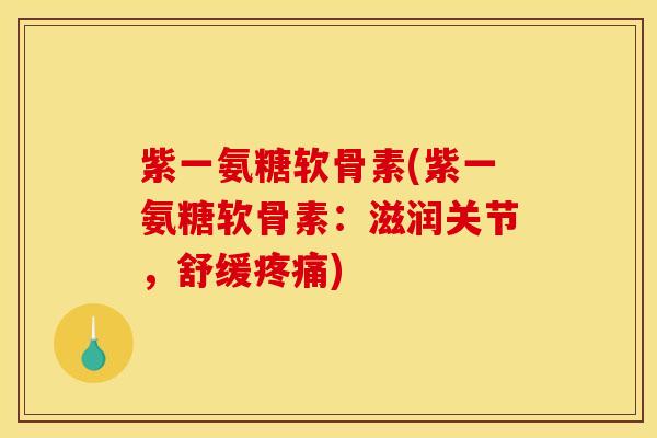 紫一氨糖软骨素(紫一氨糖软骨素：滋润关节，舒缓疼痛)