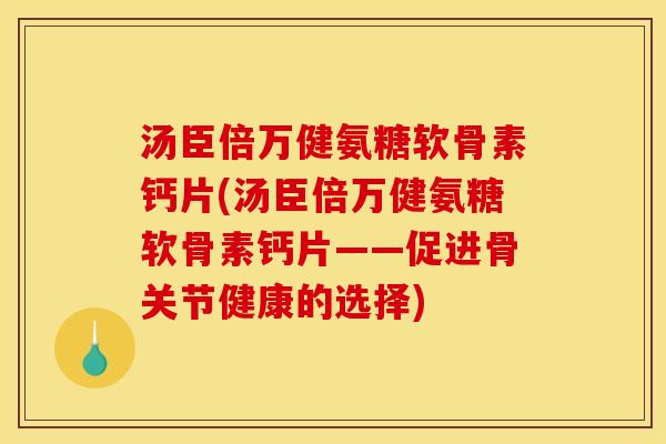 汤臣倍万健氨糖软骨素钙片(汤臣倍万健氨糖软骨素钙片——促进骨关节健康的选择)
