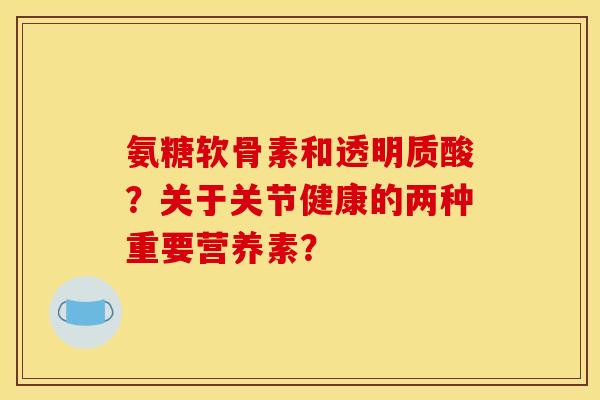 氨糖软骨素和透明质酸？关于关节健康的两种重要营养素？