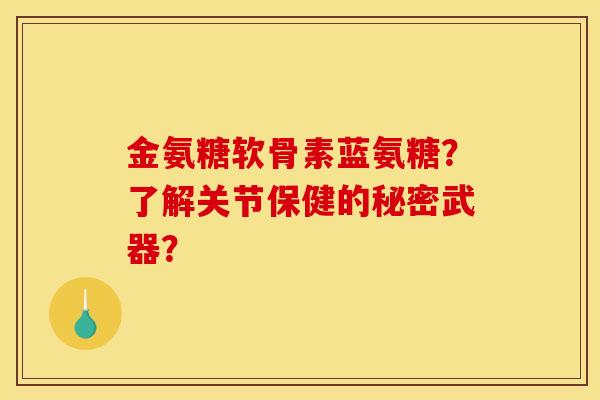 金氨糖软骨素蓝氨糖？了解关节保健的秘密武器？