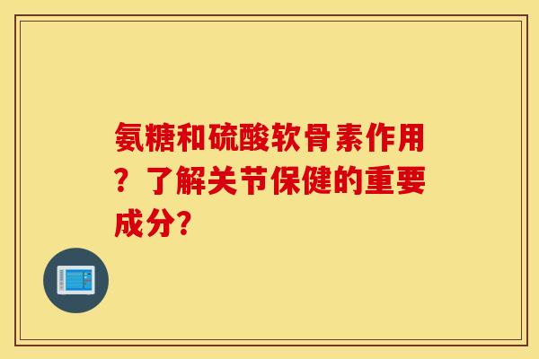 氨糖和硫酸软骨素作用？了解关节保健的重要成分？