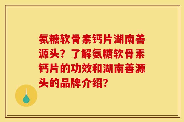 氨糖软骨素钙片湖南善源头？了解氨糖软骨素钙片的功效和湖南善源头的品牌介绍？