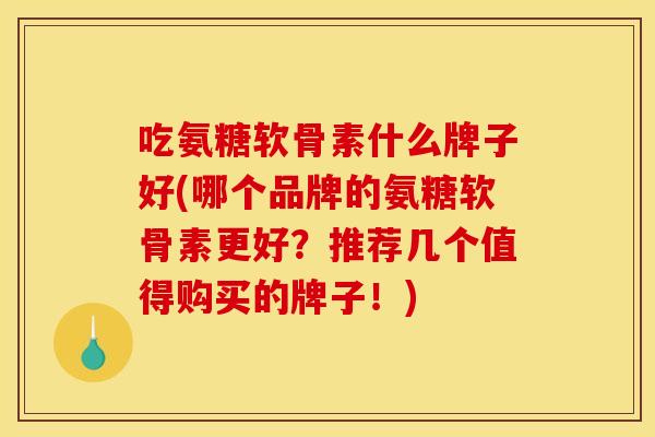 吃氨糖软骨素什么牌子好(哪个品牌的氨糖软骨素更好？推荐几个值得购买的牌子！)