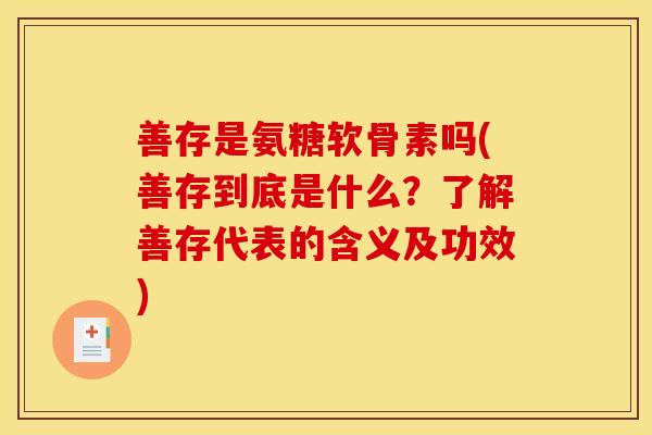 善存是氨糖软骨素吗(善存到底是什么?了解善存代表的含义及功效) 善存是氨糖软骨素吗(善存到底是什么?了解善存代表的含义及功效)
