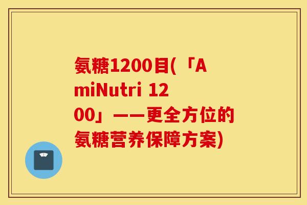 氨糖1200目(「AmiNutri 1200」——更全方位的氨糖营养保障方案)