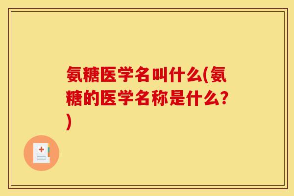 氨糖医学名叫什么(氨糖的医学名称是什么？)