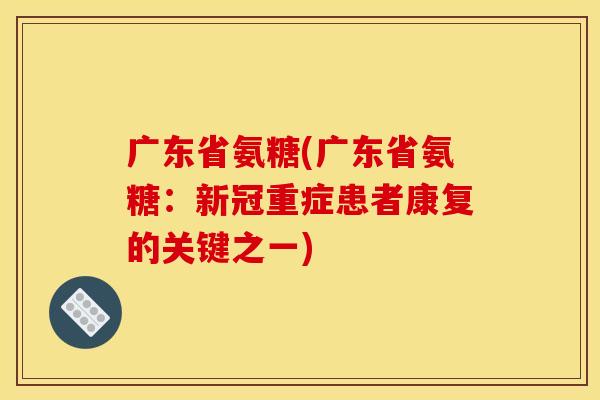 广东省氨糖(广东省氨糖：新冠重症患者康复的关键之一)