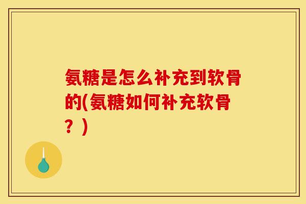 氨糖是怎么补充到软骨的(氨糖如何补充软骨？)