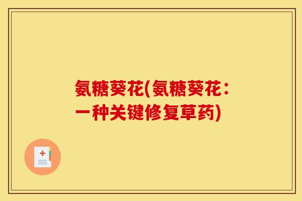 氨糖葵花(氨糖葵花：一种关键修复草药)