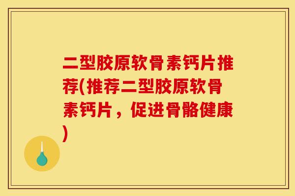 二型胶原软骨素钙片推荐(推荐二型胶原软骨素钙片，促进骨骼健康)