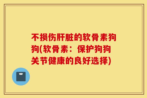 不损伤肝脏的软骨素狗狗(软骨素：保护狗狗关节健康的良好选择)