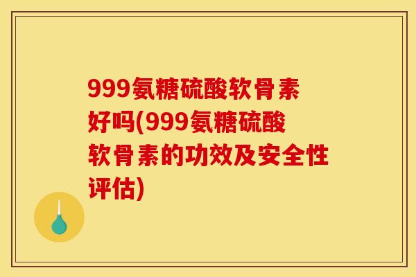 999氨糖硫酸软骨素好吗(999氨糖硫酸软骨素的功效及安全性评估)