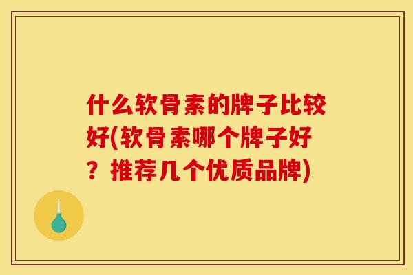 什么软骨素的牌子比较好(软骨素哪个牌子好？推荐几个优质品牌)