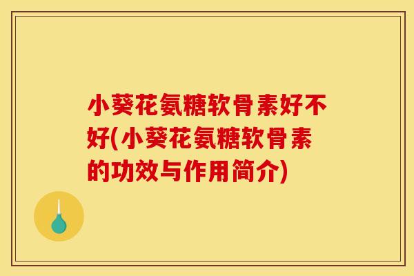小葵花氨糖软骨素好不好(小葵花氨糖软骨素的功效与作用简介)
