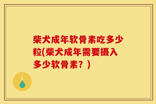 柴犬成年软骨素吃多少粒(柴犬成年需要摄入多少软骨素？)